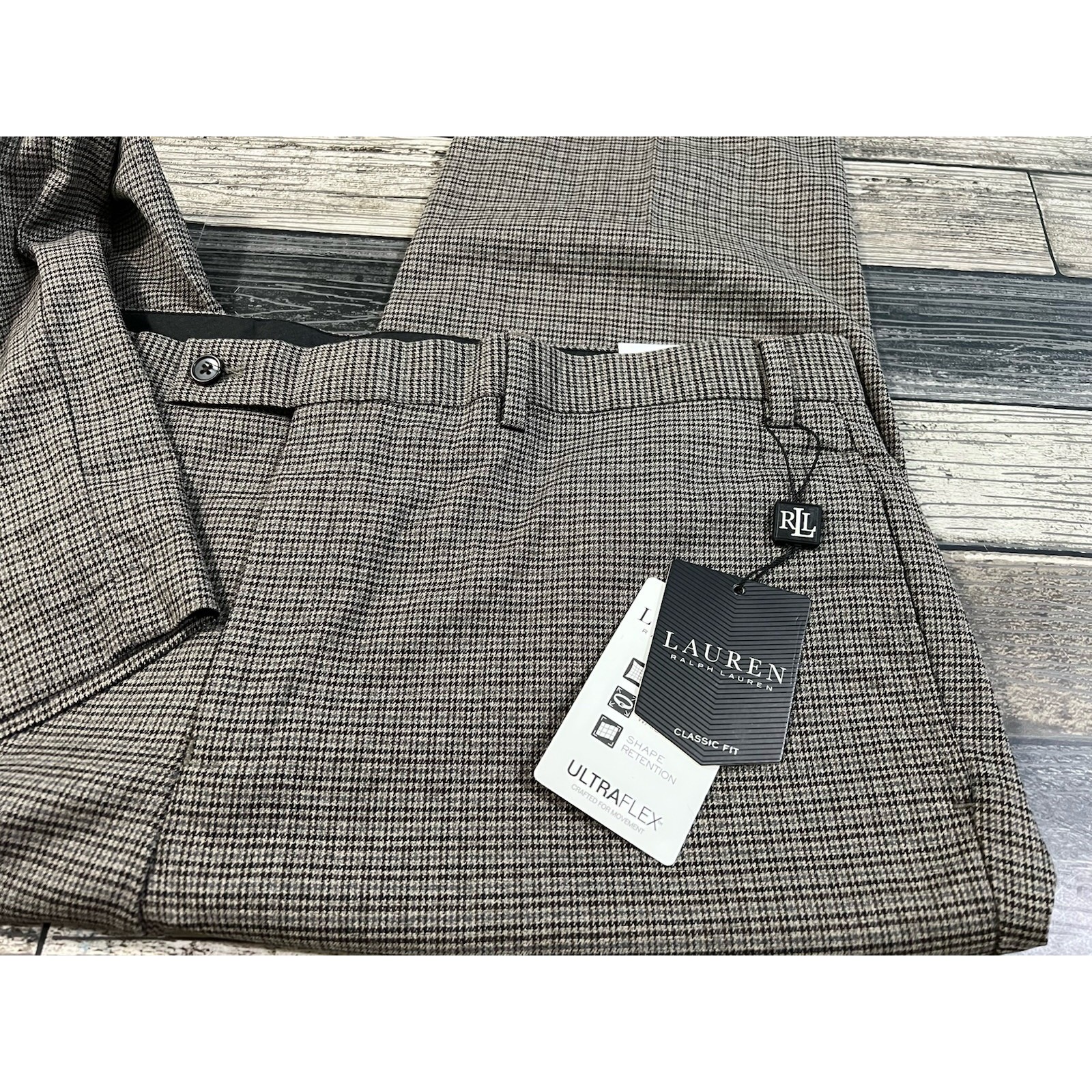 Lauren Ralph Lauren Men Classic Fit 40/30 Ultraflex Stretch Houndstooth Pattern